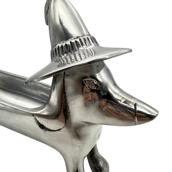 Halloween Dachshund Weiner Dog Witch Silver Metal 3D Candy Treat Serving Tray - Picture 5 of 12